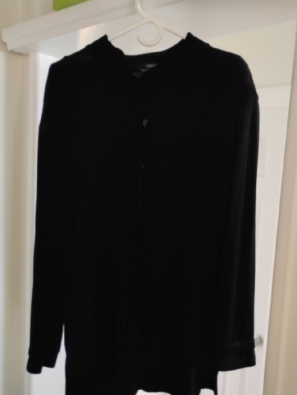 Vikki Vi Black Button Knit Top with Crew Neck
